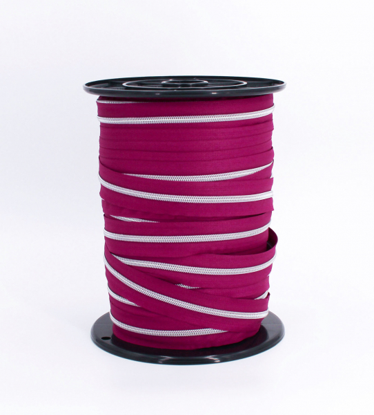 Endlosreißverschluss metallisiert beere/ silber (1m)